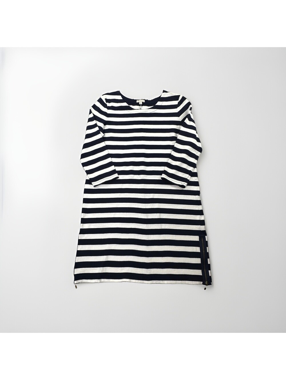 Gap Striped Dress Navy Blue and White Stripes Zipper Hem Long Sleeve Medium